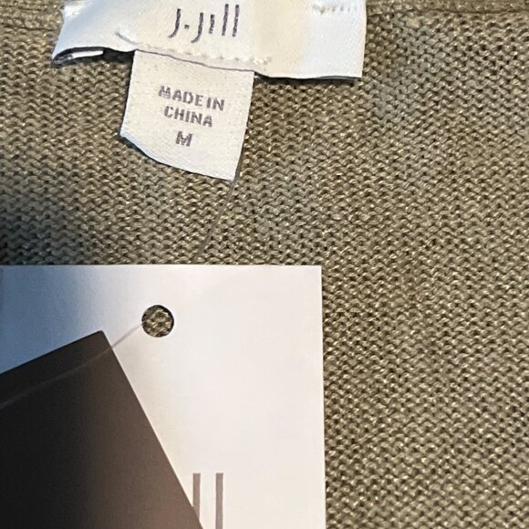 J. Jill Linen Blend Long Duster Elbow Sleeve Sage Green Cardigan NWT Medium - Picture 5 of 8